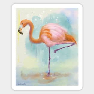 Dreamy Flamingo in Pastel - Watercolor painting Sticker